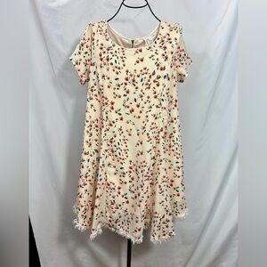 Sadie & Sage floral mini shift dress with fringe hem size S
